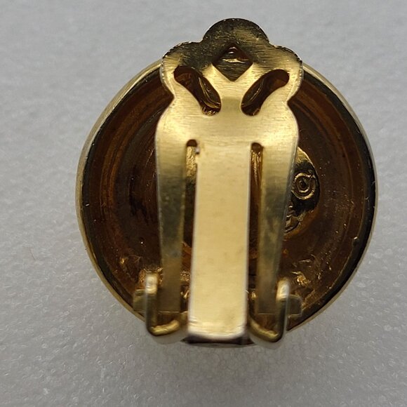 Vintage Cadoro Gold Tone Clip-On Earrings With Clear Rhinestones - Picture 8 of 13